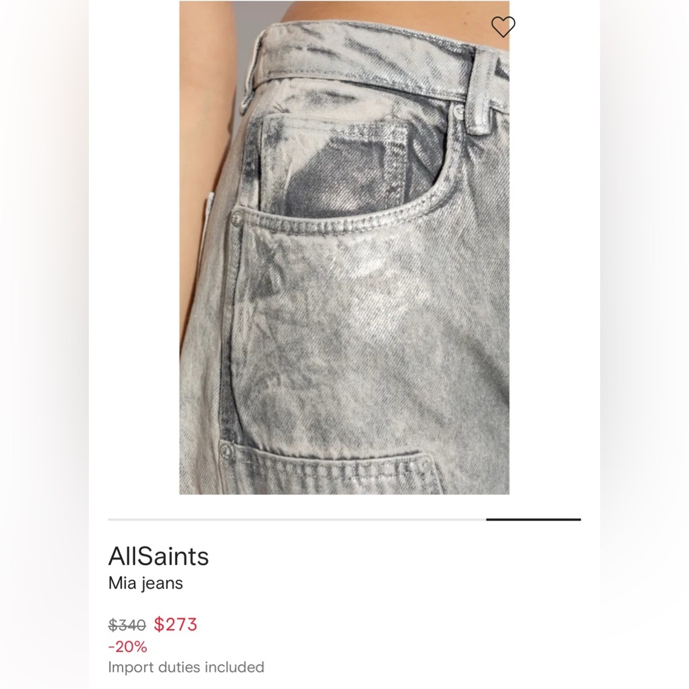 All Saints mia met Talia cargo Jean pants metallic silver cyber chic Coachella - Picture 6 of 13